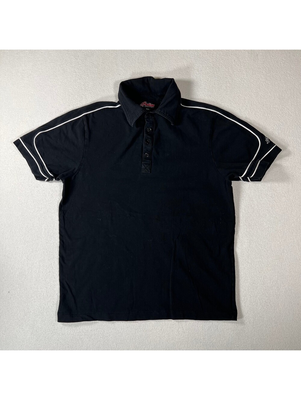 Indian Motorcycle Black Polo Shirt with White Piping, Size M